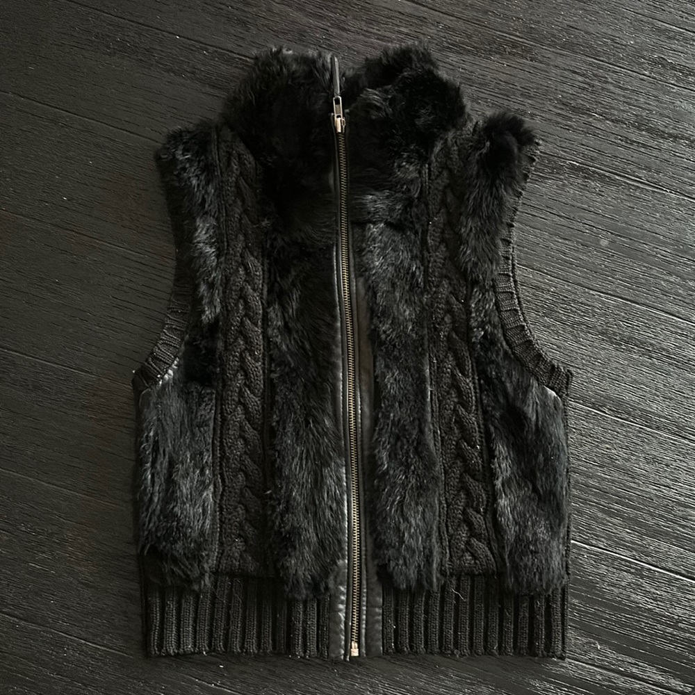BCBGMaxAzria knitted/fur vest
